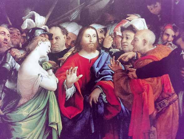 ロット　姦淫の女とイエス　1530-35　パリ、ルーヴル美術館